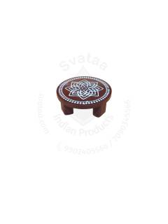 Festive - Peetam Chowki - 4x4 Inches - Single - Round - Coffee Color | Design - Hridaya Kamalam