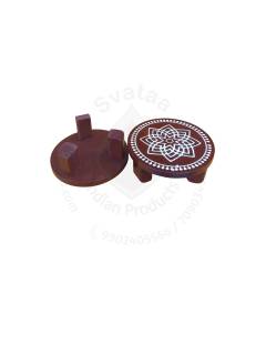 Festive - Peetam Chowki - 4x4 Inches - Set of 2 - Round - Coffee Color | Design - Hridaya Kamalam