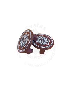 Festive - Peetam Chowki - 4x4 Inches - Set of 2 - Round - Coffee Color | Design - Hridaya Kamalam