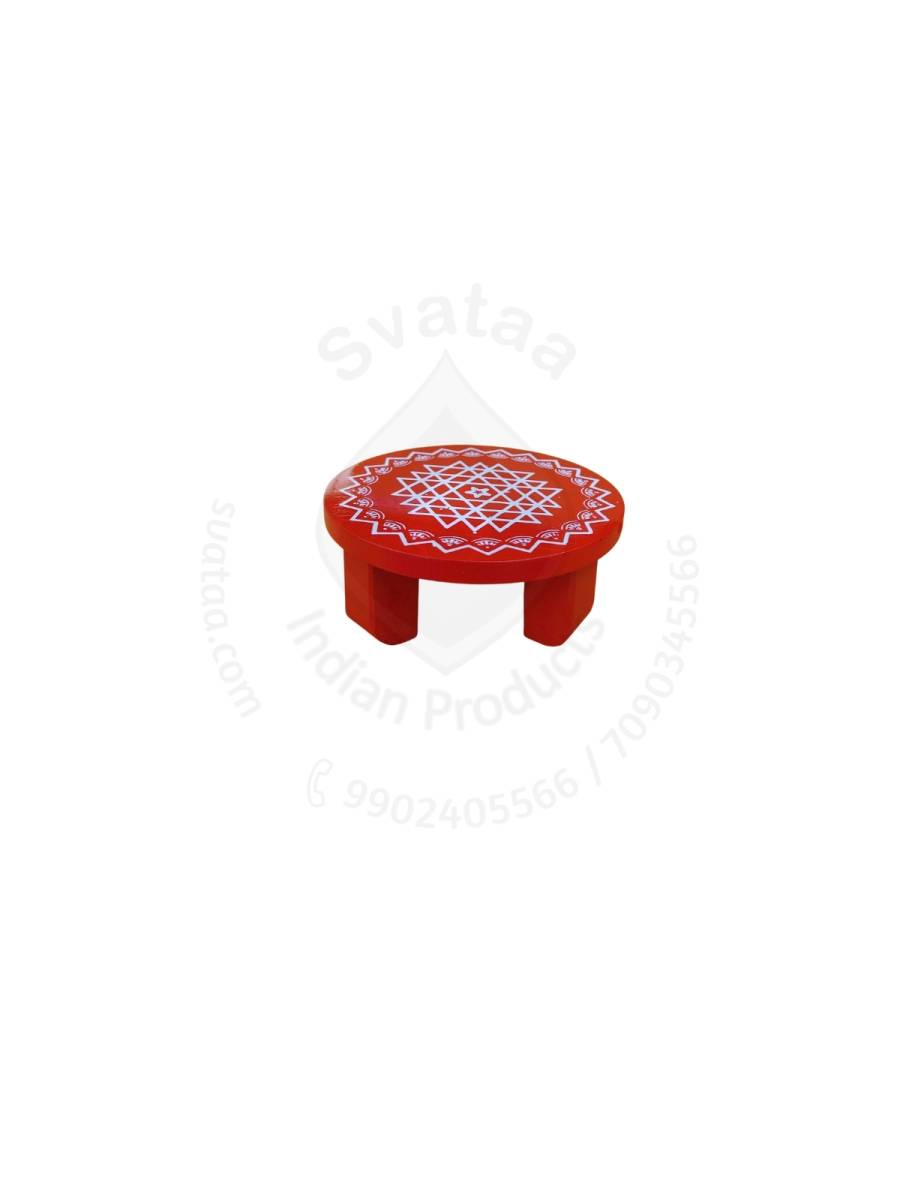 Festive - Peetam Chowki - 4x4 Inches - Single - Round - Red Color | Design - Aishwarya Chakram Festive - Peetam Chowki - 4x4 Inches - Single - Round - Red Color | Design - Aishwarya Chakram