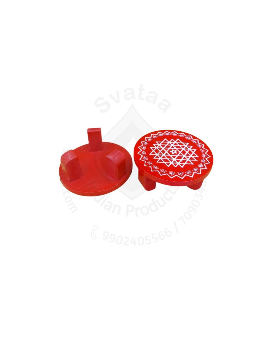 Festive - Peetam Chowki - 4x4 Inches - Set of 2 - Round - Red Color | Design - Aishwarya Chakram