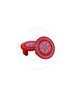 Festive - Peetam Chowki - 4x4 Inches - Set of 2 - Round - Red Color | Design - Aishwarya Chakram
