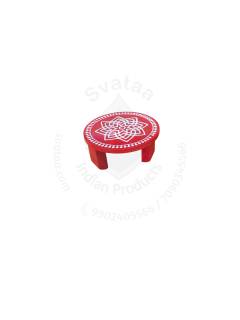 Festive - Peetam Chowki - 4x4 Inches - Single - Round - Red Color | Design - Hridaya Kamalam