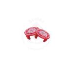 Festive - Peetam Chowki - 4x4 Inches - Set of 2 - Round - Red Color | Design - Hridaya Kamalam
