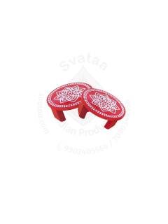 Festive - Peetam Chowki - 4x4 Inches - Set of 2 - Round - Red Color | Design - Hridaya Kamalam