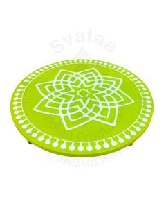 Festive - Peetam Chowki - 10x10 Inches - Single - Round - Green Color | Design - Hridaya Kamalam
