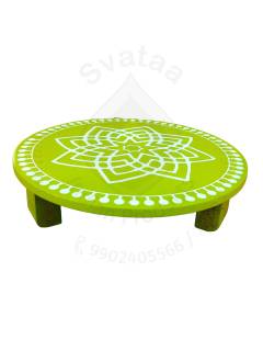 Festive - Peetam Chowki - 10x10 Inches - Single - Round - Green Color | Design - Hridaya Kamalam
