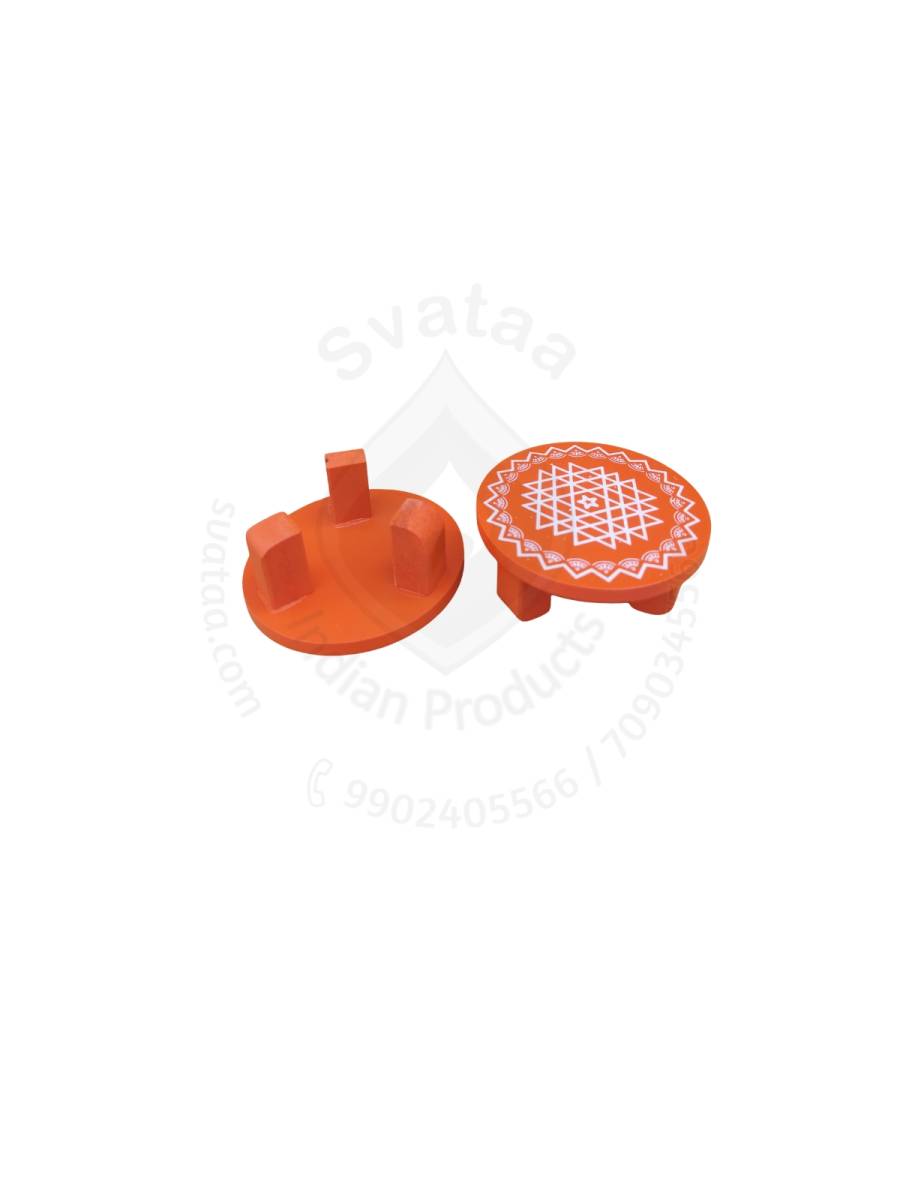 Festive - Peetam Chowki - 4x4 Inches - Set of 2 - Round - Orange Color | Design - Aishwarya Chakram