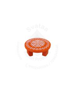 Festive - Peetam Chowki - 4x4 Inches - Single - Round - Orange Color | Design - Aishwarya Chakram