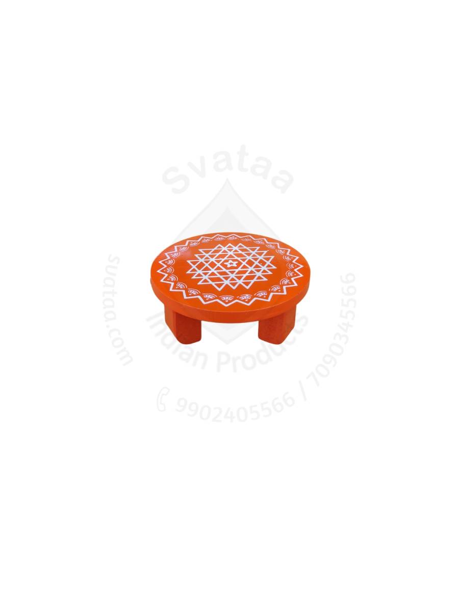 Festive - Peetam Chowki - 4x4 Inches - Single - Round - Orange Color | Design - Aishwarya Chakram