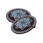 Festive - Peetam Chowki - 10x10 Inches - Set of 2 - Round - Coffee Color | Design - Hridaya Kamalam
