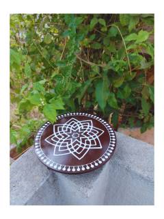 Festive - Peetam Chowki - 10x10 Inches - Set of 2 - Round - Coffee Color | Design - Hridaya Kamalam
