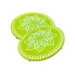 Festive - Peetam Chowki - 10x10 Inches - Set of 2 - Round - Green Color | Design - Hridaya Kamalam
