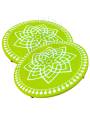 Festive - Peetam Chowki - 10x10 Inches - Set of 2 - Round - Green Color | Design - Hridaya Kamalam
