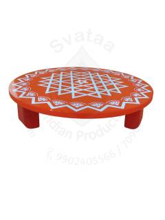 Festive - Peetam Chowki - 10x10 Inches - Single - Round - Orange Color | Design - Aishwarya Chakram