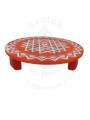 Festive - Peetam Chowki - 10x10 Inches - Single - Round - Orange Color | Design - Aishwarya Chakram