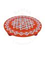 Festive - Peetam Chowki - 10x10 Inches - Single - Round - Orange Color | Design - Aishwarya Chakram