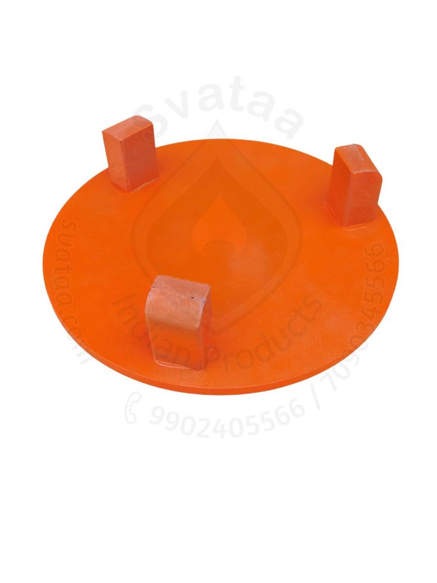 Festive - Peetam Chowki - 10x10 Inches - Single - Round - Orange Color | Design - Aishwarya Chakram