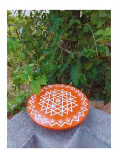 Festive - Peetam Chowki - 10x10 Inches - Set of 2 - Round - Orange Color | Design - Aishwarya Chakram
