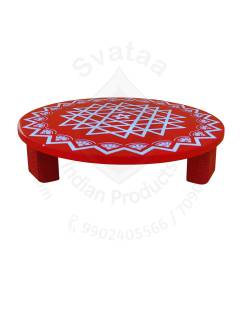 Festive - Peetam Chowki - 10x10 Inches - Single - Round - Red Color | Design - Aishwarya Chakram