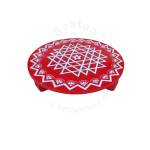 Festive - Peetam Chowki - 10x10 Inches - Single - Round - Red Color | Design - Aishwarya Chakram