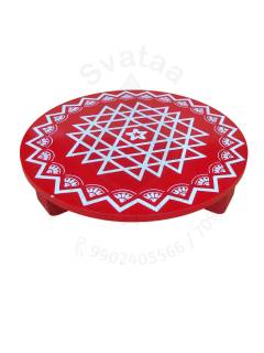 Festive - Peetam Chowki - 10x10 Inches - Single - Round - Red Color | Design - Aishwarya Chakram