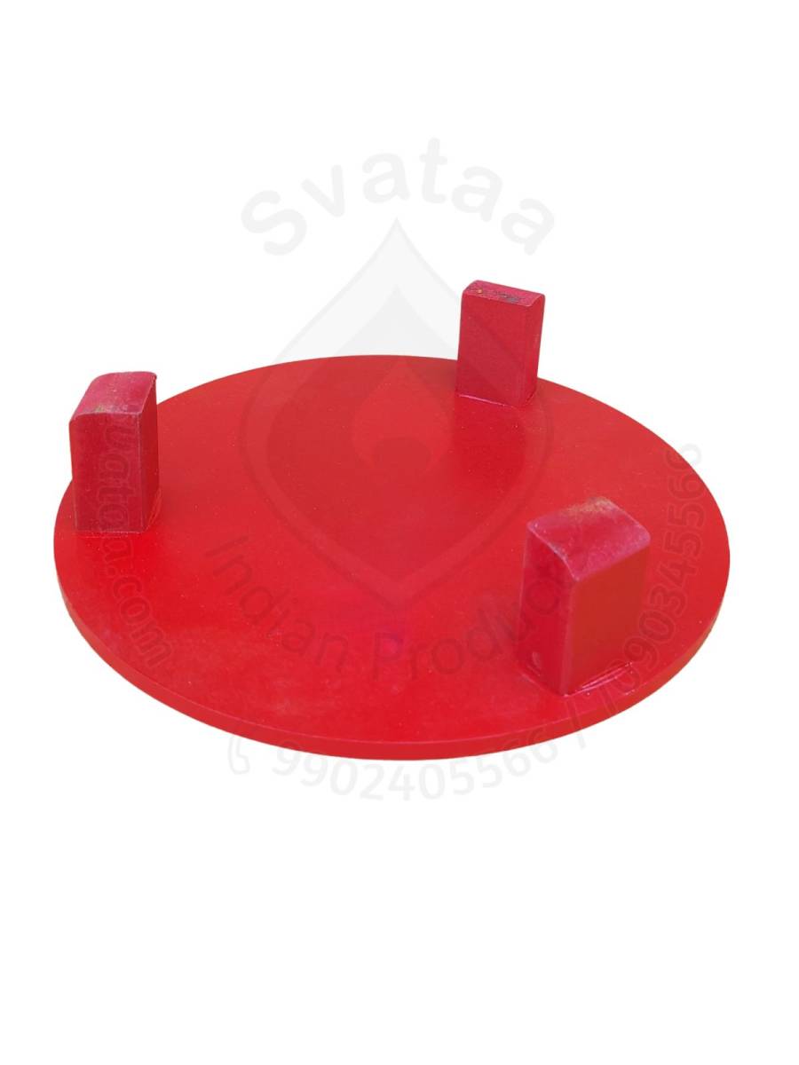 Festive - Peetam Chowki - 10x10 Inches - Single - Round - Red Color | Design - Aishwarya Chakram Festive - Peetam Chowki - 10x10 Inches - Single - Round - Red Color | Design - Aishwarya Chakram