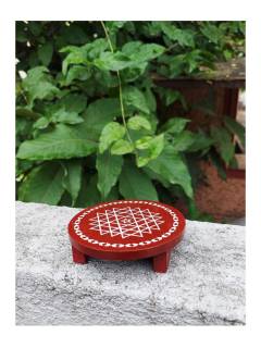 Festive - Wooden Rangoli Puja Peetam - Round - Assorted - Single - 4 inch