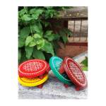 Festive - Peetam Chowki - 4x4 Inches - Single - Round - Assorted Color | Design - Aishwarya Chakram