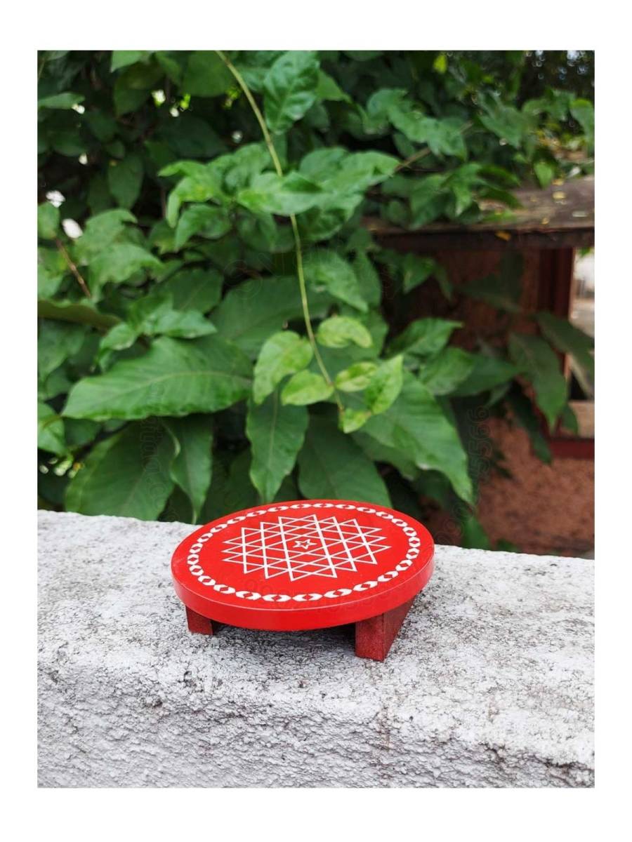 Festive - Peetam Chowki - 4x4 Inches - Single - Round - Assorted Color | Design - Aishwarya Chakram