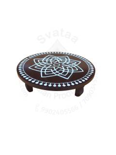 Festive - Peetam Chowki - 8x8 Inches - Single - Round - Coffee Color | Design - Hridaya Kamalam
