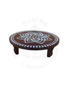 Festive - Peetam Chowki - 8x8 Inches - Single - Round - Coffee Color | Design - Hridaya Kamalam
