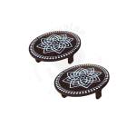 Festive - Peetam Chowki - 8x8 Inches - Set of 2 - Round - Coffee Color | Design - Hridaya Kamalam

