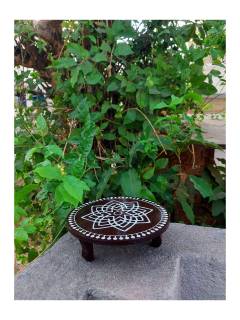 Festive - Peetam Chowki - 8x8 Inches - Set of 2 - Round - Coffee Color | Design - Hridaya Kamalam
