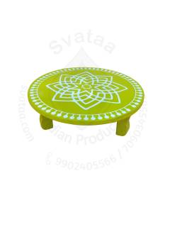Festive - Peetam Chowki - 8x8 Inches - Single - Round - Green Color | Design - Hridaya Kamalam
