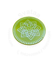 Festive - Peetam Chowki - 8x8 Inches - Single - Round - Green Color | Design - Hridaya Kamalam
