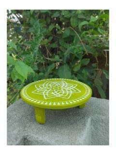 Festive - Peetam Chowki - 8x8 Inches - Set of 2 - Round - Green Color | Design - Hridaya Kamalam

