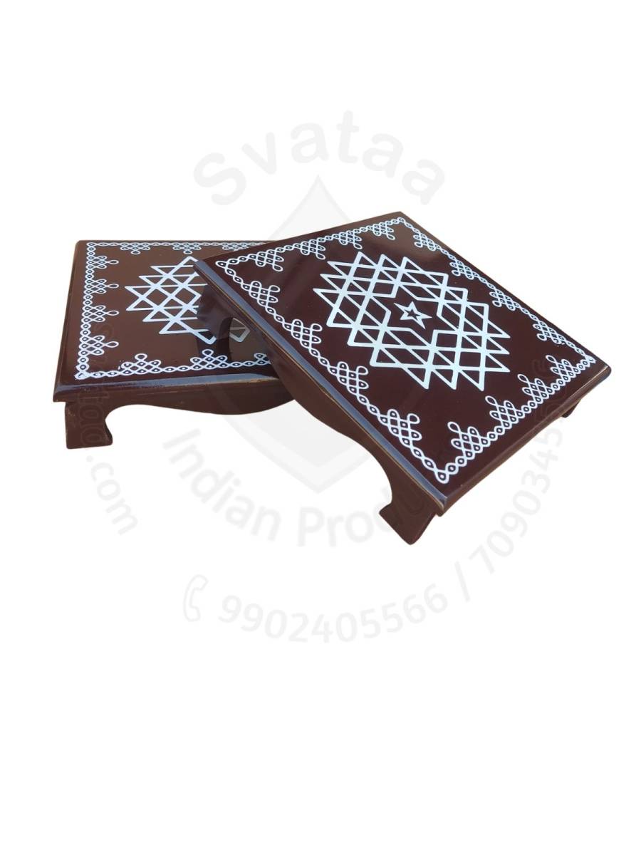 Festive - Peetam Chowki - 10x10 Inches - Set of 2 - Square - Coffee Color | Design - Aishwarya Chakram