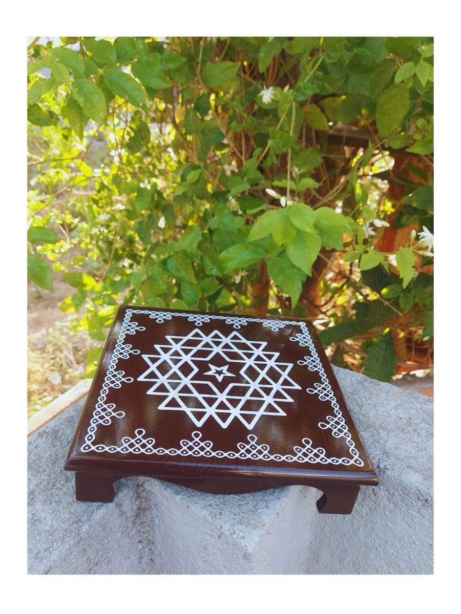 Festive - Peetam Chowki - 10x10 Inches - Single - Square - Coffee Color | Design - Aishwarya Chakram