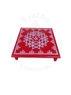 Festive - Peetam Chowki - 10x10 Inches - Single - Square - Red Color | Design - Aishwarya Chakram