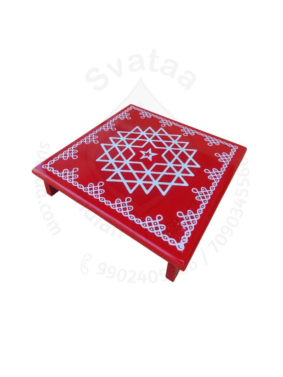 Festive - Peetam Chowki - 10x10 Inches - Single - Square - Red Color | Design - Aishwarya Chakram
