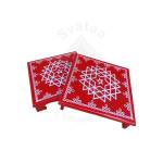Festive - Peetam Chowki - 10x10 Inches - Set of 2 - Square - Red Color | Design - Aishwarya Chakram