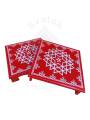 Festive - Peetam Chowki - 10x10 Inches - Set of 2 - Square - Red Color | Design - Aishwarya Chakram Festive - Peetam Chowki - 10x10 Inches - Set of 2 - Square - Red Color | Design - Aishwarya Chakram