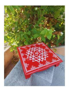 Festive - Peetam Chowki - 12x12 Inches - Single - Square - Red Color | Design - Aishwarya Chakram