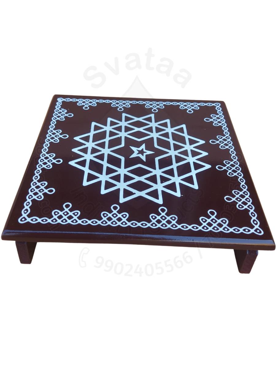 Festive - Peetam Chowki - 12x12 Inches - Single - Square - Coffee Color | Design - Aishwarya Chakram Festive - Peetam Chowki - 12x12 Inches - Single - Square - Coffee Color | Design - Aishwarya Chakram