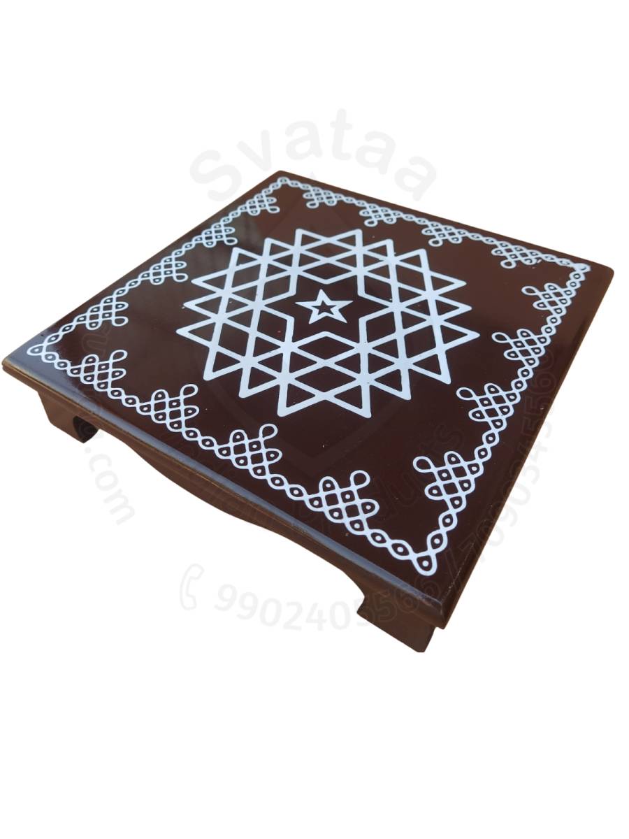 Festive - Peetam Chowki - 12x12 Inches - Single - Square - Coffee Color | Design - Aishwarya Chakram Festive - Peetam Chowki - 12x12 Inches - Single - Square - Coffee Color | Design - Aishwarya Chakram