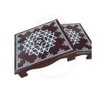 Festive - Peetam Chowki - 12x12 Inches - Set of 2 - Square - Coffee Color | Design - Aishwarya Chakram