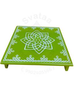 Festive - Peetam Chowki - 12x12 Inches - Single - Square - Green Color | Design - Hridaya Kamalam