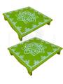 Festive - Peetam Chowki - 12x12 Inches - Set of 2 - Square - Green Color | Design - Hridaya Kamalam Festive - Peetam Chowki - 12x12 Inches - Set of 2 - Square - Green Color | Design - Hridaya Kamalam