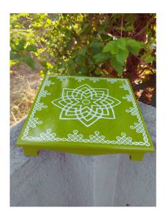 Festive - Peetam Chowki - 12x12 Inches - Set of 2 - Square - Green Color | Design - Hridaya Kamalam